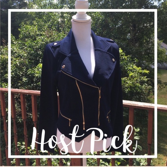 NWT Navy Blue Moto Jacket Blazer 🎉HOST PICK🎉 - Picture 2 of 8